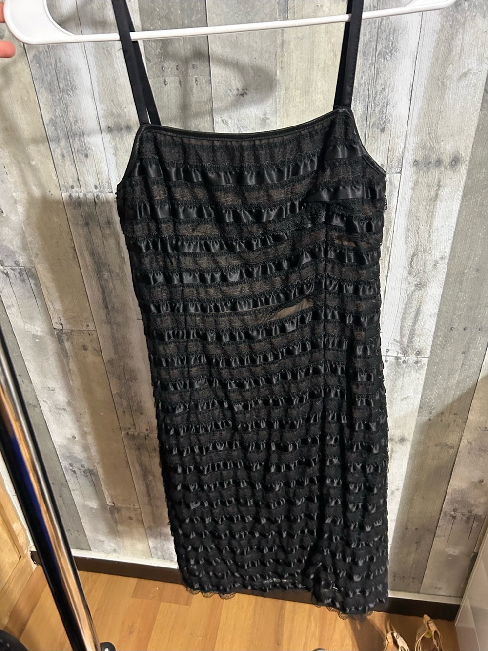 Jeffrey & Dara by Teri Jon Black Lace Satin Cocktail Dress Size 4